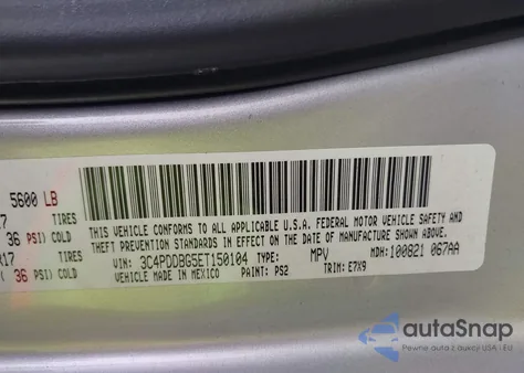 2014 Dodge Journey Sxt z USA, uszkodzony, nr VIN 3C4PDDBG5ET150104